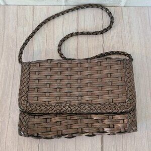 Vintage Franco Sarto Woven Leather Crossbody Bag Boho Removable Strap